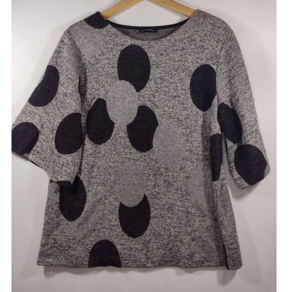 Nally & Millie Womens‎ Gray Black Sparkle Polka Dot Sweater Made in USA Size L - Picture 1 of 7